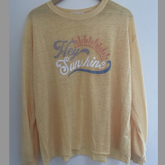 C&C California "Hey Sunshine" Women's Yellow Long Sleeve Graphic Shirt, size XL - Picture 1 of 6